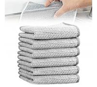 Lot de 6 chiffons de vaisselle polyvalents en fil métallique pour usage humide et sec, double couche multifonctionnel, anti-rayures, chiffons en microfibre, réutilisables humides et secs