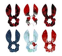 Lot de 6 chouchous à cheveux avec motif aquarelle « Be My Valentine » - Rouge - Pour queue de cheval - Pour femmes, filles et enfants