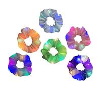 Lot de 6 chouchous à cheveux colorés et soyeux à LED pour queue de cheval pour Halloween, Noël, fête