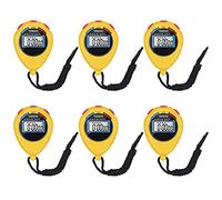Lot de 6 chronomètres, chronomètres, minuteurs, grand écran avec date, heure et alarme, convient pour les entraîneurs de sport, les entraîneurs de fitness et les arbitres (jaune)