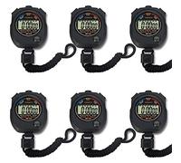 Lot de 6 chronomètres électroniques numériques multifonctions pour le sport, grand écran avec date, heure et fonction alarme, adapté pour les entraîneurs de sport, les entraîneurs de fitness et les