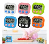 Lot de 6 chronomètres magnétiques : WIYETY Minuteur de Cuisine numérique 6 Couleurs avec Horloge et Grand écran LCD Silencieux pour Cuisines, Bureaux, Sports (Piles Non incluses)