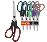 Lot de 6 ciseaux en acier inoxydable de 20,2 cm, ciseaux de ménage, ciseaux de cuisine, ciseaux à poussière, lame extra tranchante, antirouille, poignée en plastique robuste, lames stables et