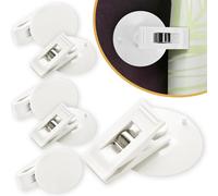 Lot de 6 clips de rideau de douche avec ventouse pour éviter les éclaboussures d'eau, protection coupe-vent | Il suffit d'appuyer sur le mur | Blanc