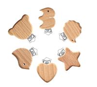 Lot de 6 clips en bois pour attache-tétine - Attache-tétine en bois - Accessoires pour bricolage et bricolage