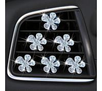 Lot de 6 clips pour grille d'aération de voiture en forme de marguerite scintillante, diffuseur de voiture, strass glamour, décoration intérieure de voiture, accessoires de voiture pour femme