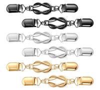 Lot de 6 clips RCA pour vêtements en or, argent, noir | Clips vintage pour pulls en trois couleurs, idéales comme broches pour les vêtements à la taille du pantalon