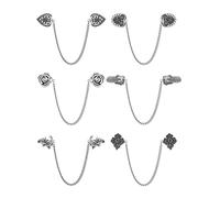 Lot de 6 clips vintage pour chaîne de pull - Pinces rétro pour cardigan, robes, châle, fleurs, feuilles, col pour femmes et filles - 6 styles, Alliage et silicone, Broches et épingles