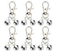 Lot de 6 clochettes pour collier de chien, clochettes pour collier de chien, avec boutons-pression robustes, clochettes argentées pour le suivi et le dressage adaptées aux chiens et aux chats