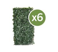 Lot de 6 Clôtures en treillis de saule ""Fragon"" - 200 x 100 cm - Vert