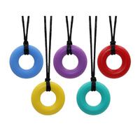 Lot de 6 colliers à mâcher en silicone pour adultes et bébés en forme de donut, assistant moteur oral sensoriel pour autisme, TDAH, pendentifs doux de dentition d'allaitement