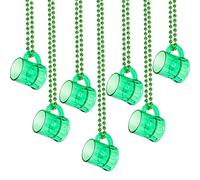 Lot de 6 colliers de perles en forme de chope de la Saint-Patrick avec verres à shot verts pour fête de Mardi Gras, motif trèfle vert