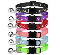 Lot de 6 Colliers détachables pour Chat avec Cloche, Lune dorée, étoile Brillante dans Le Noir pour Chaton