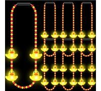 Lot de 6 colliers lumineux à LED en forme de canard de 83,8 cm - Collier en caoutchouc jaune clignotant pour enfants et adultes - Pour fête d'anniversaire, carnaval, festival - Accessoires cadeaux