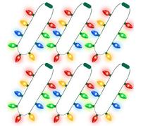 Lot de 6 colliers lumineux de Noël, 9 ampoules, accessoires de Noël avec 3 modes de flash, collier lumineux coloré pour fête de Noël, décorations de Noël, pull moche, fournitures de fête, décoration