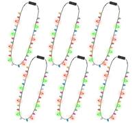 Lot de 6 colliers lumineux de Noël, accessoires de Noël avec 3 modes de flash, décorations de Noël avec ampoules colorées pour fêtes de Noël, festivals, fournitures de fête, décoration de pull moche