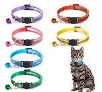 Lot de 6 colliers réfléchissants pour chat avec clochettes - Colliers de sécurité à dégagement rapide pour chatons et chats adultes (réglable de 7,5 à 12,5) - Accessoires mignons et fonctionnels pour