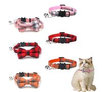 Lot de 6 colliers réglables pour chat avec nœud papillon amovible avec clochette et boucle à dégagement rapide pour chiot et chaton