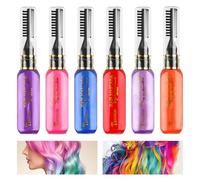 Lot de 6 colorations instantanées pour cheveux - Mascara temporaire - Pour filles et femmes - Lavable - Craie arc-en-ciel - Pour anniversaire, cosplay, bricolage
