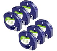 Lot de 6 Compatible DYMO LetraTag Paper Tape 91331 Noir sur blanc, Recharge pour étiqueteuse Dymo Letratag Label