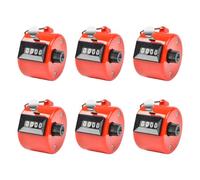 Lot de 6 compteurs manuels à 4 chiffres Rouge | Avec bouton de réinitialisation pour l'utilisation du comptage en es tâches de suivi et d'assistance