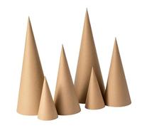 Lot de 6 cônes en papier mâché pour loisirs créatifs, décoration, décoration, décoration à fond ouvert pour Noël, Halloween, fête - 15 cm, 25 cm, 35 cm