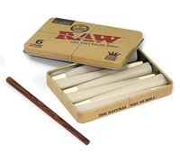 Lot de 6 cônes pré-roulés King Size dans une boîte métallique RAW + tisonnier en bois - SF1021