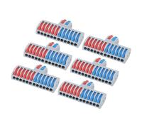 Lot de 6 connecteurs de fils électriques compacts 2 en 12 sorties, connecteurs de fils d'épissure et de montage à vis, Rouge/bleu