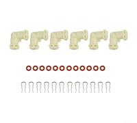 Lot de 6 connecteurs de ligne d'eau en forme de L pour machine à café, raccord en plastique avec anneaux en silicone pour modèles Dr.Coffee et Kalerm, pièces de rechange étanches, blanc
