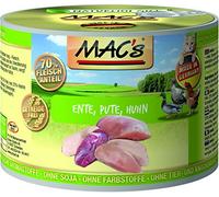 Lot de 6 conserves MAC's - Nourriture humide pour chat - Goût canard, dinde, poulet - 200 g chacune