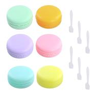 Lot de 6 Contenant Voyage Cosmetique Vide 10 ml, Pots D'échantillons Cosmétiques avec 6 Spatule, Macarons Pot Creme, Contenant Maquillage Vide Petite pour Lotions, Crèmes, Baume à Lèvres