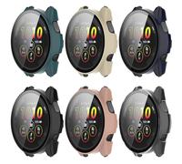 Lot de 6 coques de protection rigide en polycarbonate avec protection d'écran en verre pour Garmin Forerunner 165/Forerunner 165 Music - Couverture complète mate - Ultra fine - Anti-rayures