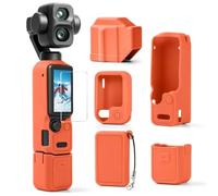 Lot de 6 coques en silicone pour DJI Osmo Pocket 4 Pro, Orange, One Size, / | Cache d'objectif à cardan | Protections d'écran en verre trempé | Coque de télécommande | Boîtier de batterie