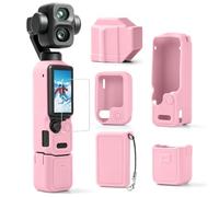 Lot de 6 coques en silicone pour DJI Osmo Pocket 4 Pro, rose, One Size, / | Cache d'objectif à cardan | Protections d'écran en verre trempé | Coque de télécommande | Boîtier de batterie
