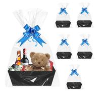 Lot de 6 corbeilles de présentation vides en carton - 25 x 16,5 x 14 cm - Avec poignées - Pour paquets cadeaux personnalisés, anniversaires, Noël, Saint-Valentin - Noir