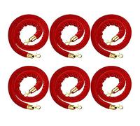 Lot de 6 Cordes de sécurité en Velours pour poteaux de Guidage, avec Crochets dorés polis, idéales pour la Gestion des Files d'attente, Les cinémas, Les hôtels, Les Tapis et Les fêtes (Longu