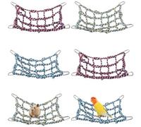 Lot de 6 cordes d'escalade colorées pour rats et cochons d'Inde, 32,6 x 21,8 cm avec mousquetons, hamac et échelle pour furets et perroquets