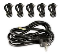 Lot de 6 cordons d'alimentation avec prise 16A 3G1,5mm² 2m - Noir - Zenitech