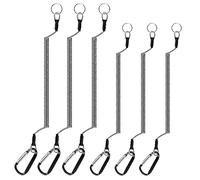 Lot de 6 cordons de sécurité de pêche, 1,2 m/1,5 m, très résistants, rétractables, enroulés avec mousqueton et anneau fendu, cordon extensible anti-perte pour pinces, outils, bateau (noir)