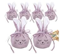 Lot de 6 cordons de serrage 12 x 10 cm mignon drôle | Lapin de Pâques Décoration de printemps, pour fête de printemps, maison, famille, filles, collations, bonbons, bijoux
