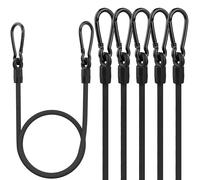 Lot de 6 cordons élastiques résistants avec mousqueton, haute résistance, couleur noire avec crochets pour camping, bâches, porte-vélos, rideaux, voiture, extérieur