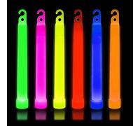 Lot de 6 cordons lumineux multicolores ultra lumineux de 15,2 cm pour camping, réveillon du Nouvel An, festivals, fêtes - Étanches, non toxiques et durables pendant 12 heures