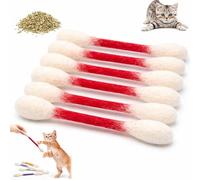 Lot de 6 cotons-tiges géants pour chat avec herbe à chat, jouets à mâcher géants pour se détendre en intérieur, jouet à mâcher Q Tip pour chat - Grand jouet interactif pour l'ennui - Accessoires pour