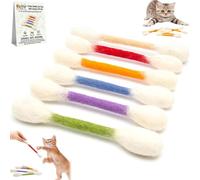 Lot de 6 cotons-tiges pour chat avec herbe à chat, bâtons de corde de dentition dentaires, kicker, jouet interactif pour l'exercice, le soulagement de l'ennui et l'aide à l'anxiété (04)