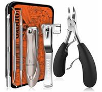 Lot de 6 coupe-ongles épais pour personnes âgées - Coupe-ongles épais pour adultes - Long manche - Coupe-ongles professionnels robustes - Noir