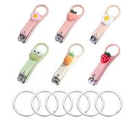 Lot de 6 Coupe-Ongles Mignons - Porte-Clés, Styles Variés, Dessin Animé, Pliable, Anti-Éclaboussures - Kit de Manucure