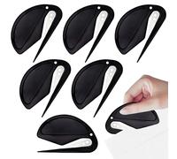 Lot de 6 coupe-papiers, coupe-film, coupe-papier, ouvre-lettres, coupe-film avec lame en métal, lame cachée, sûr et efficace, pour emballage, courrier et découpe de papier, noir