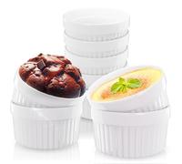 Lot de 6 coupelles/terrines en céramique de 9 cm - Marque ToCi - Pour crème brûlée, soufflé au chocolat, etc Lot de 6 Blanc.