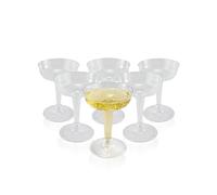 Lot de 6 coupes à champagne en plastique - 125 ml / 4,2 oz - Transparent - Style classique - Verrerie de fête pour cocktails, champagne, mariages, anniversaires et célébrations