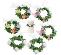 Lot de 6 couronnes de Bougies décoratives, Anneaux Floraux 3-6 cm pour Bougies de Noël
